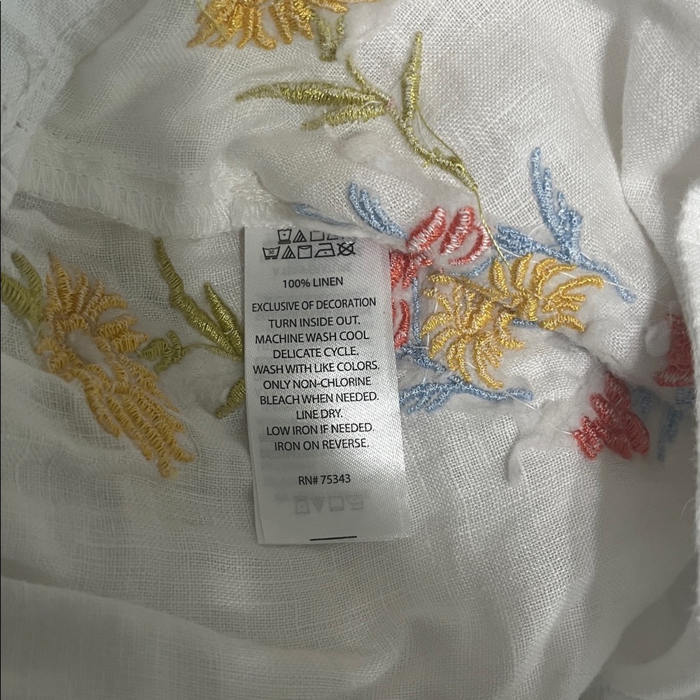 Calypso St Barth Boho White Linen Embroidered Floral Wide-Leg Pants Small - Picture 7 of 7